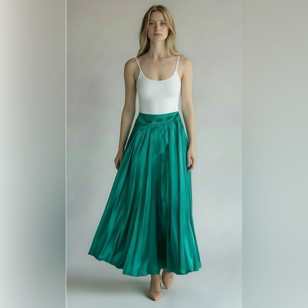 Vintage Emerald green chiffon Maxi Skirt by Cotton Candy LA NWT deadstock sz L